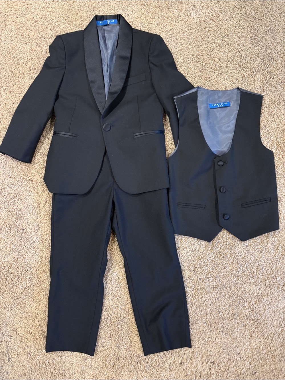 Perry Ellis Boys' Black 3-Piece Tuxedo Set
